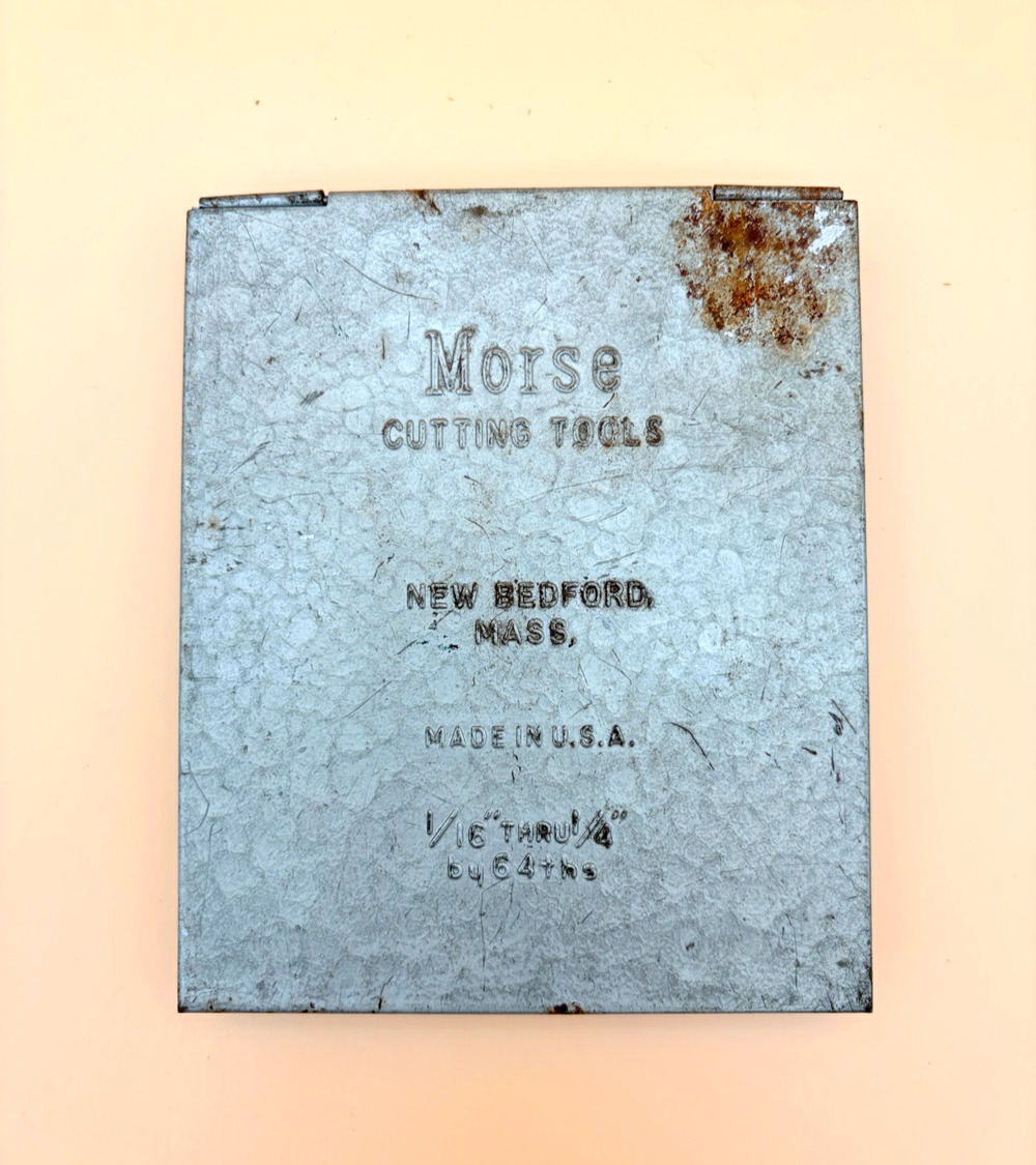 Drill Bit Set Vintage Morse Cutting Tools Metal Index Case 1/16-1/4 USA 13pc